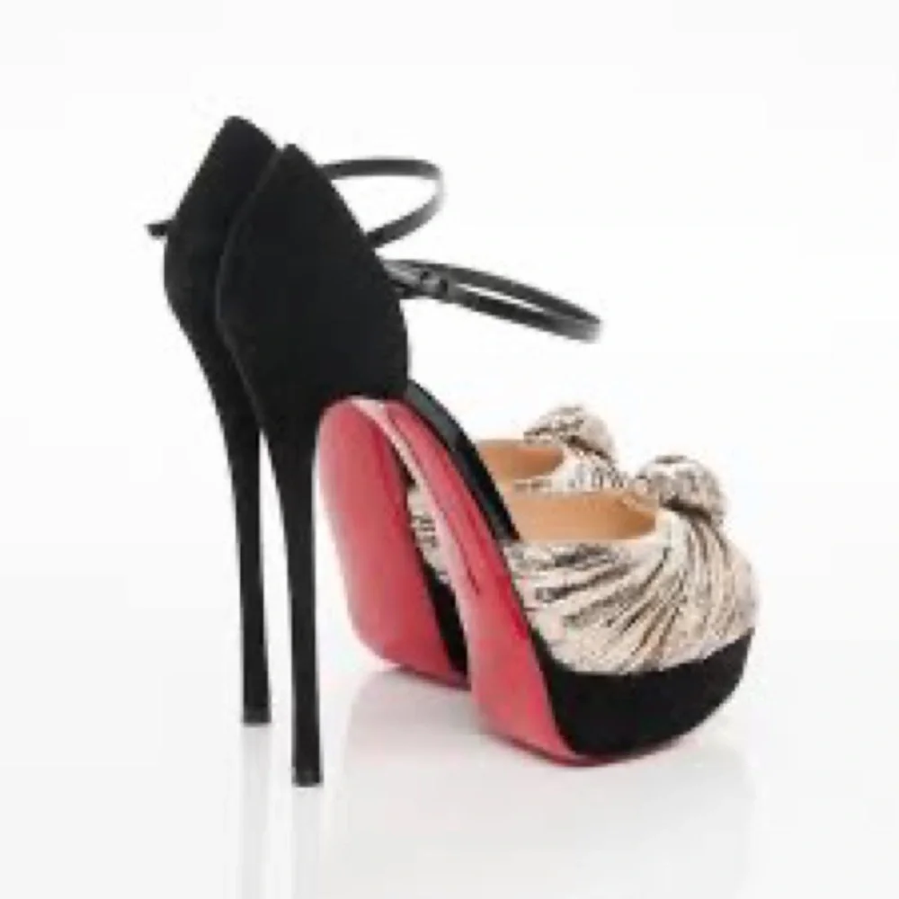Christian Louboutin Black and Gold Platform Mary Jane Pumps